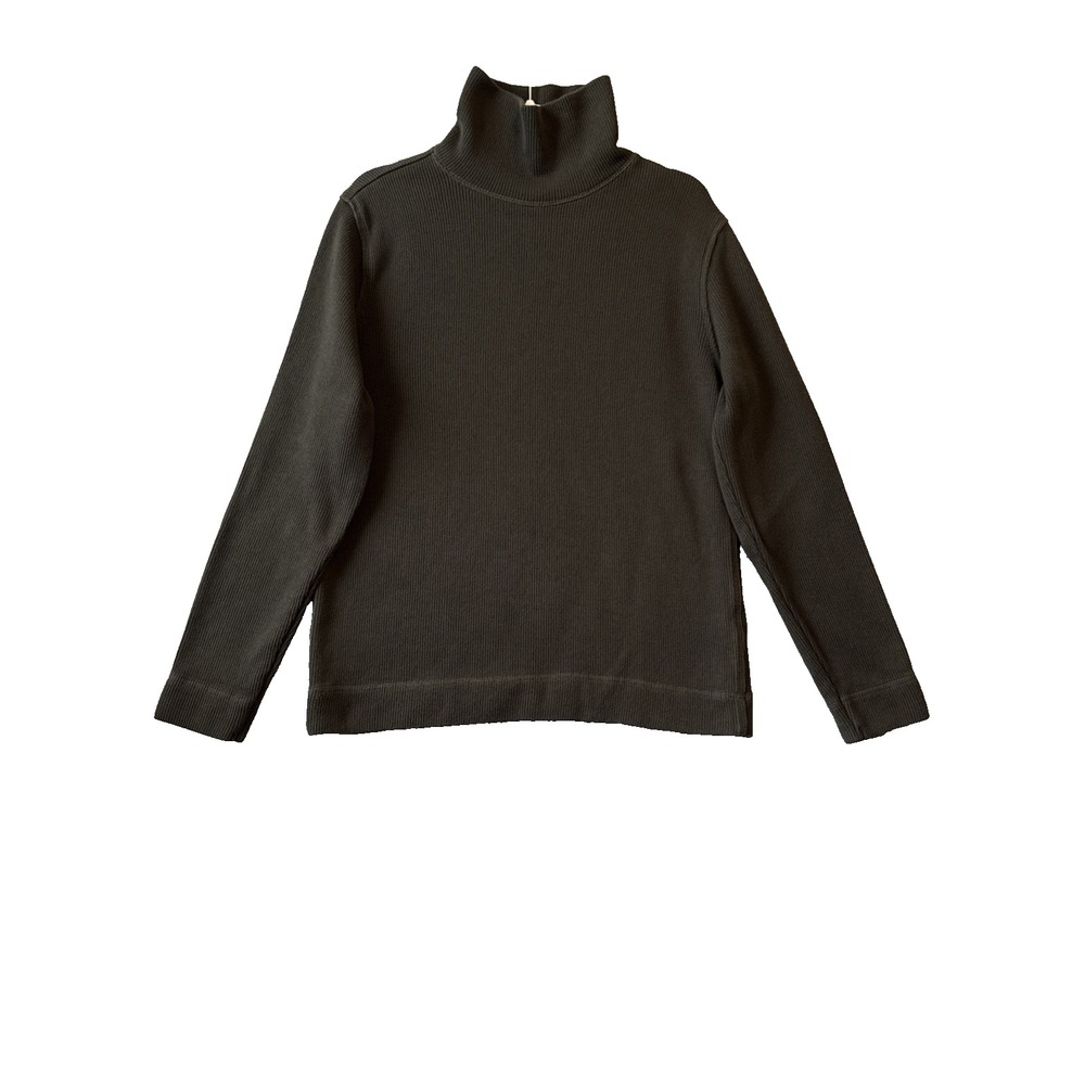 Banana Republic French Rib Turtleneck Sweater M Olive Green Cotton Knit Luxury
